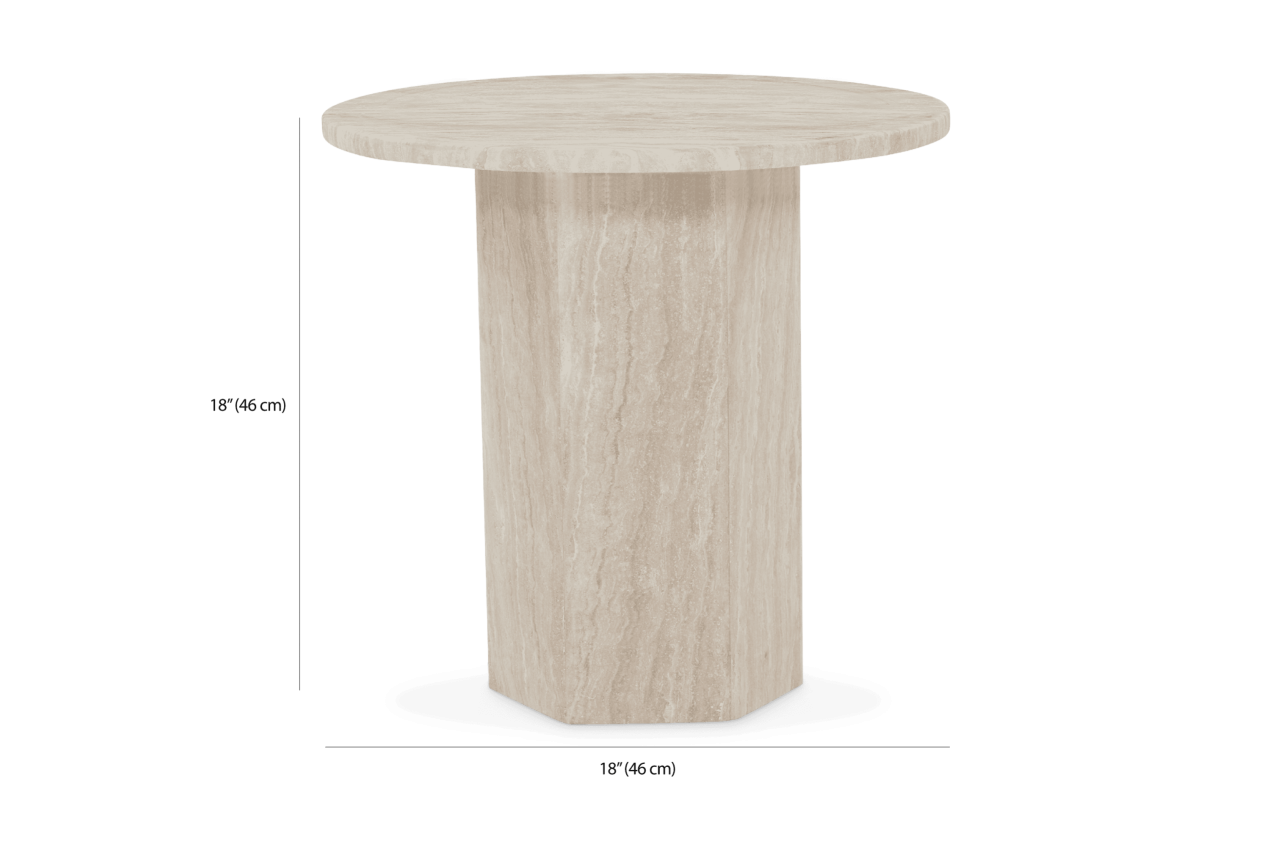 Fari, Travertine Effect Stone Side Table | Maison Corbeil