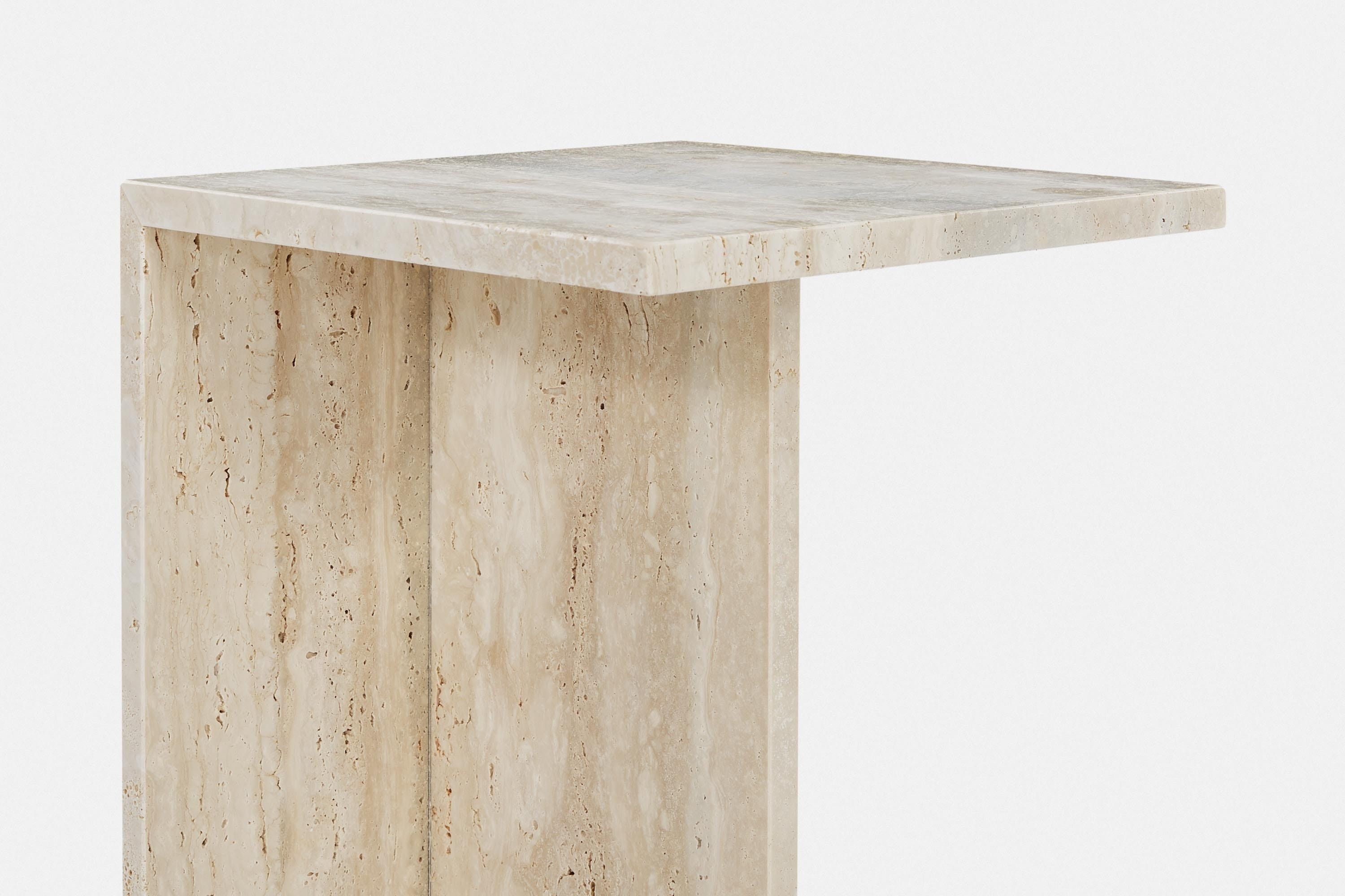 Divine, Travertine Side Table | Maison Corbeil