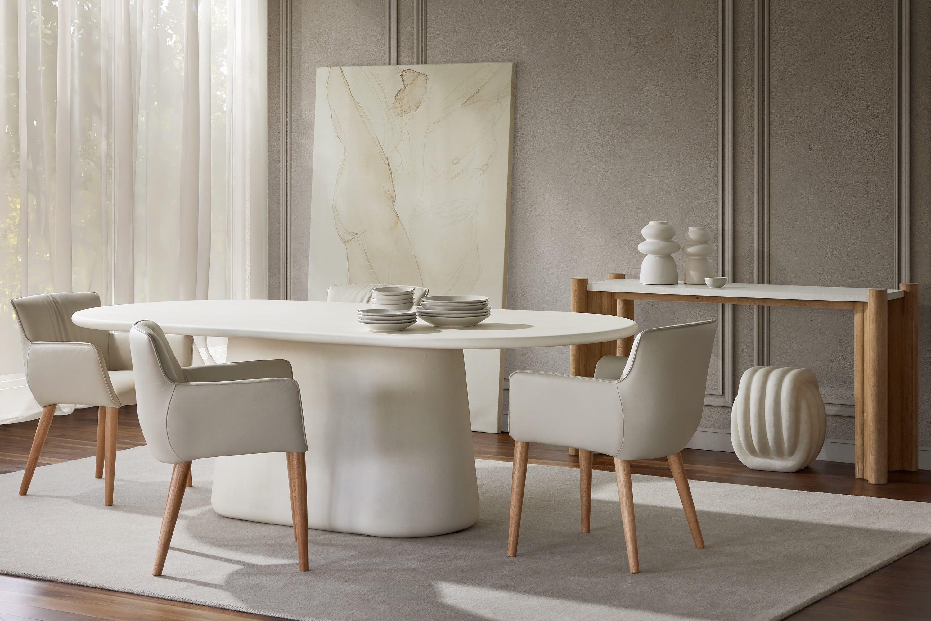 Concrete effect dining table and chairs clearance
